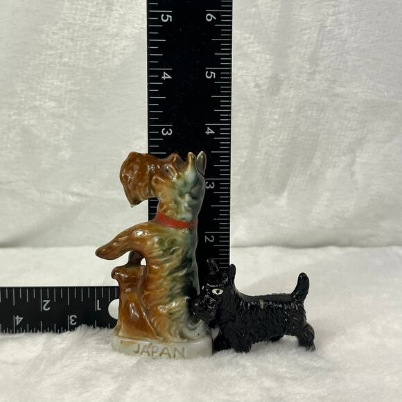 Lot 3 Vintage Japan Dog Figurines Porcelain Terrier Scottie Mixed Glaze Styles - Picture 14 of 14